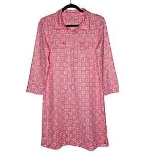 Vineyard Vines M Pink Sankaty Margo Shirt Dress Sunrise Beach Resort UPF50